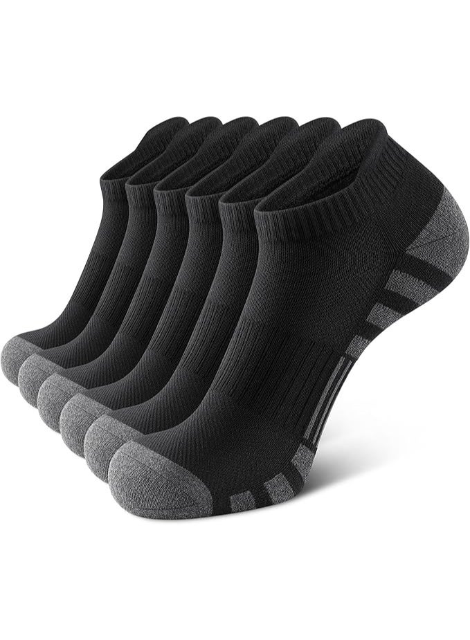 Ankle Athletic Running Socks Cushioned Breathable Low Cut Sports Tab Socks for Men and Women (6 Pairs) - Image 1